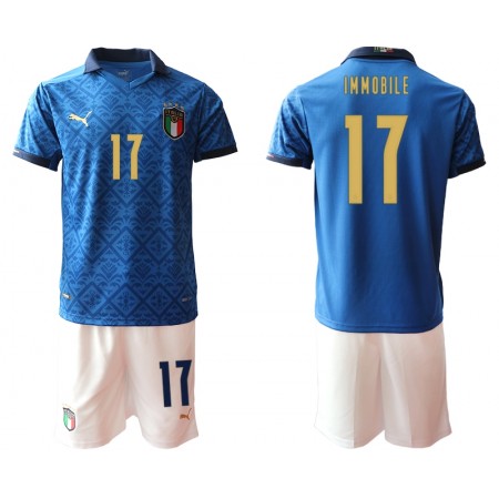 Italien Fotbollströjor Ciro Immobile 17 Barn Hemma tröja EM 2020 Kortärmad